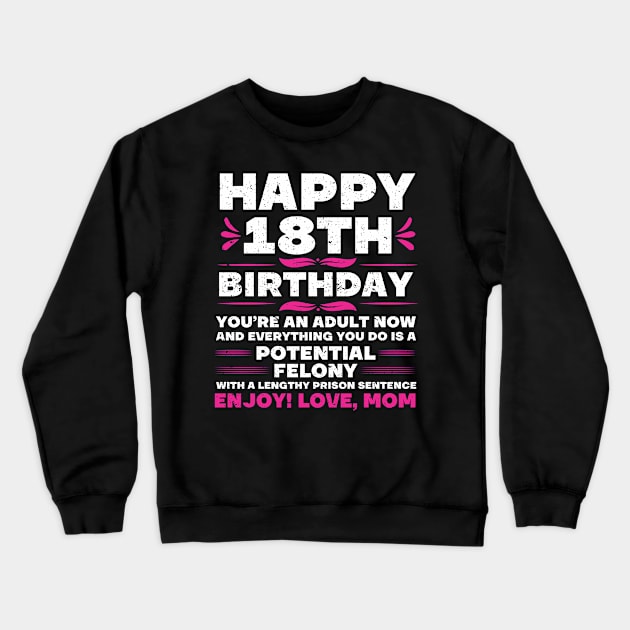 Legally Adult 18 Birthday Happy 18th Birthday Crewneck Sweatshirt by IngeniousMerch